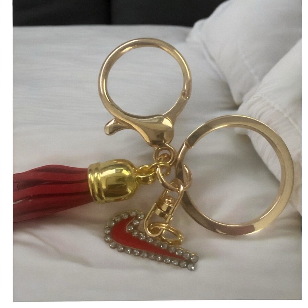 Gold and Red Keychain with Heart Charm